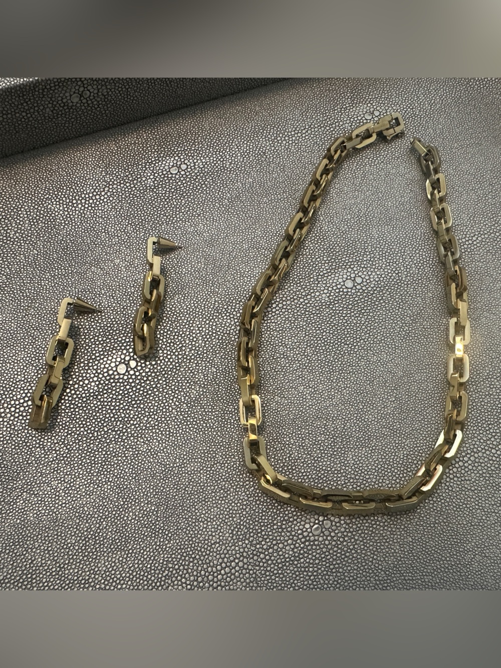 Eddie Borgo Gold Link Chain Necklace and Matching Earrings